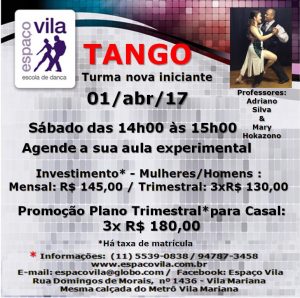 Tango sáb. às 14h00 - 01.abr.17